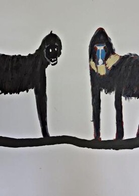 Paviane – Barbara Plak Ein gemaltes Bild von zwei Pavianen der Künstlerin Barbara Plak.